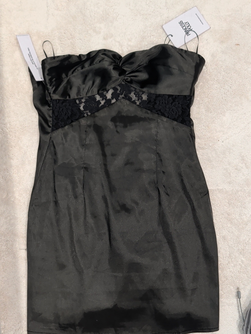 Princess Polly Veritie Lace Strapless Satin Mini Dress